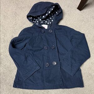 The Children's Place Navy Raincoat with Polka Dot Hood